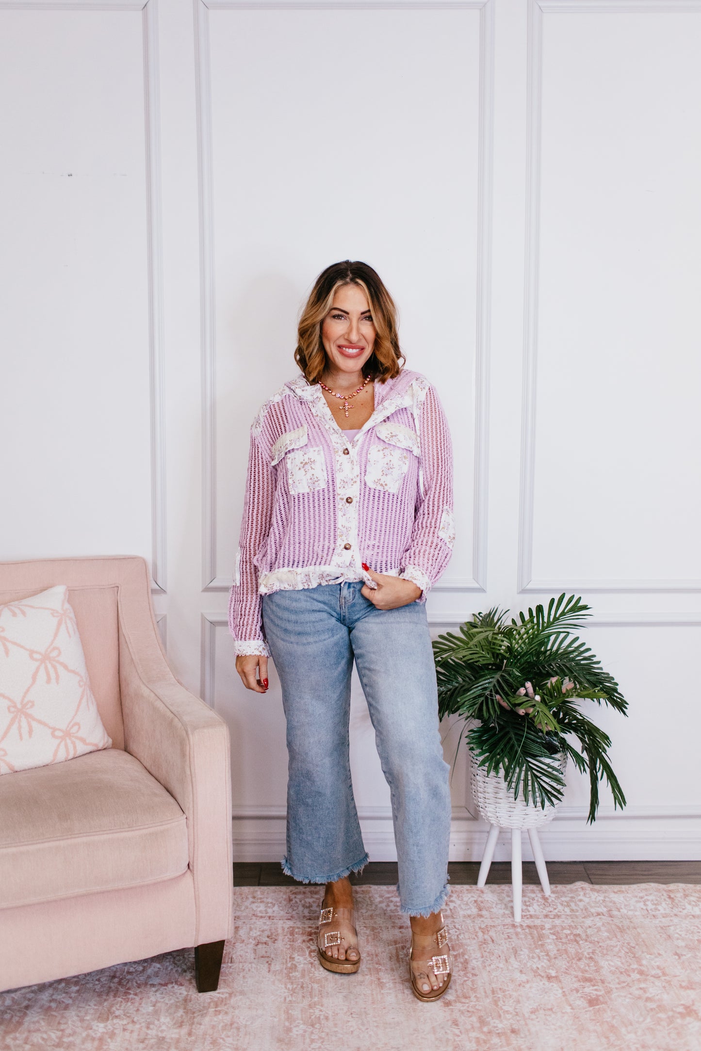 Retro Garden Patch Jacket in Lavender Multi