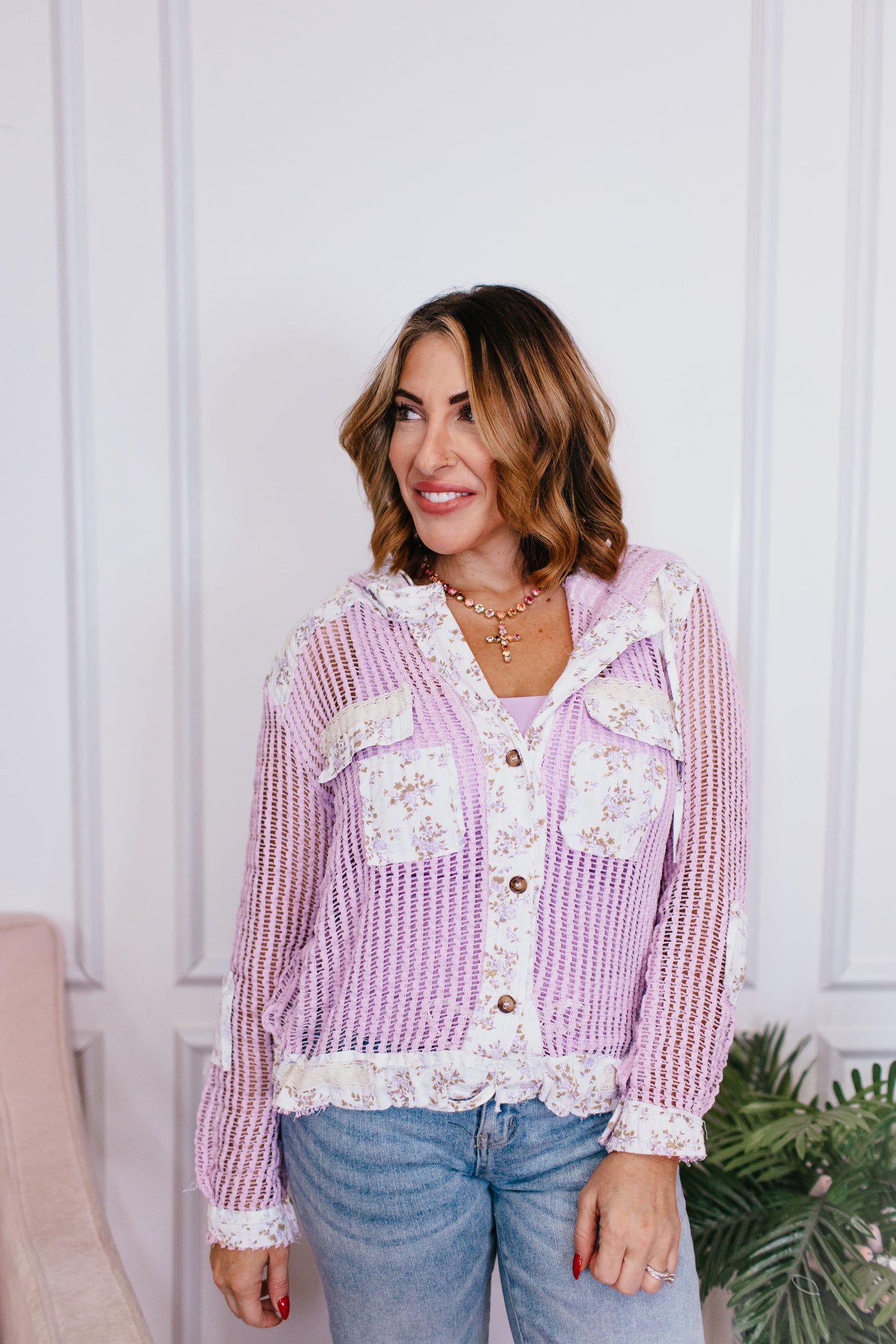 Retro Garden Patch Jacket in Lavender Multi