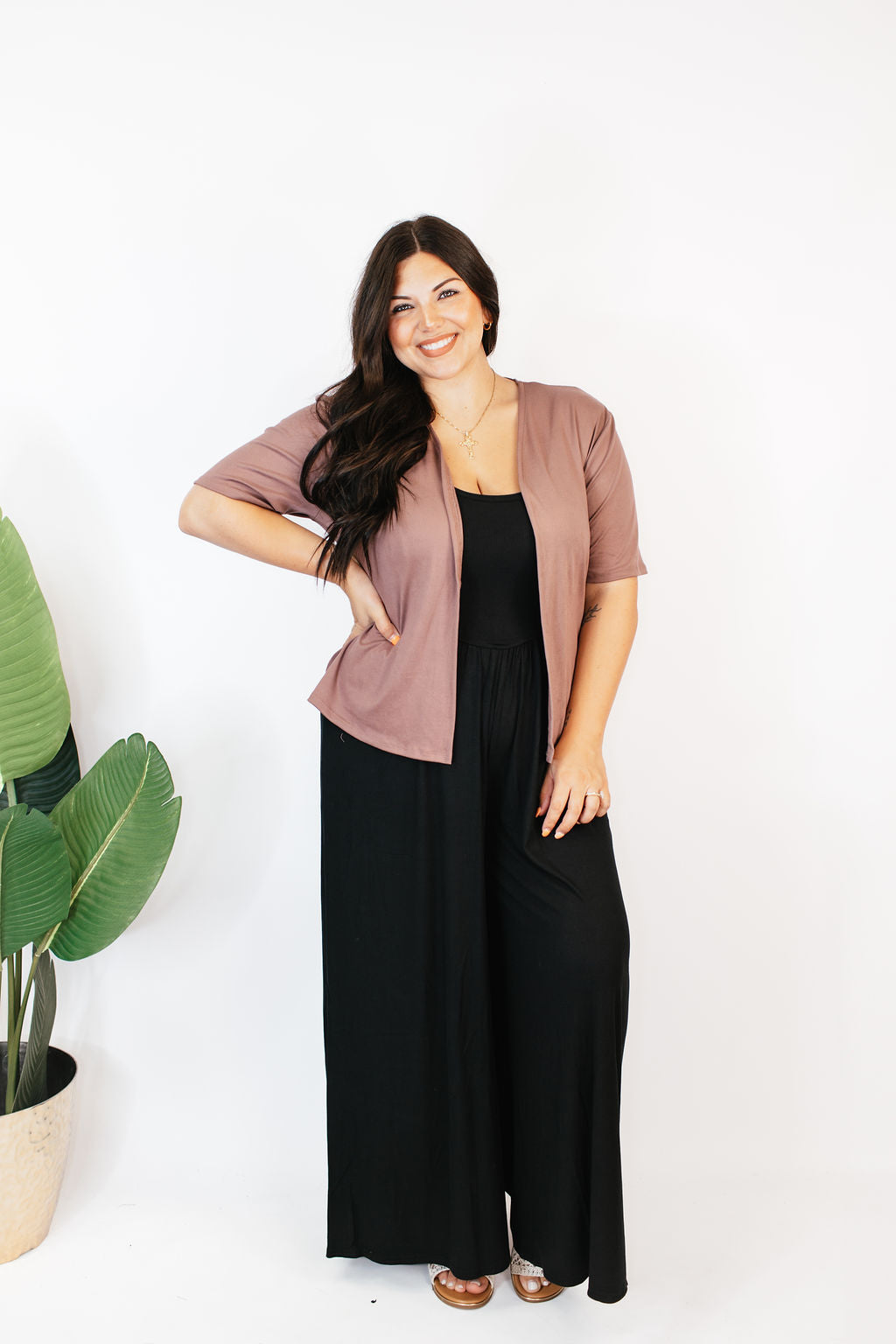 Basic Cardigan in Brown - Reg/Curvy