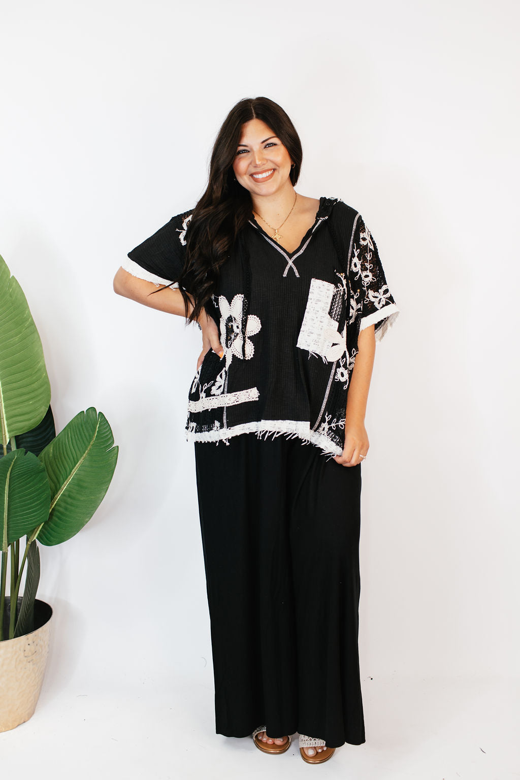 Patch It Up in Black Top - FINAL SALE