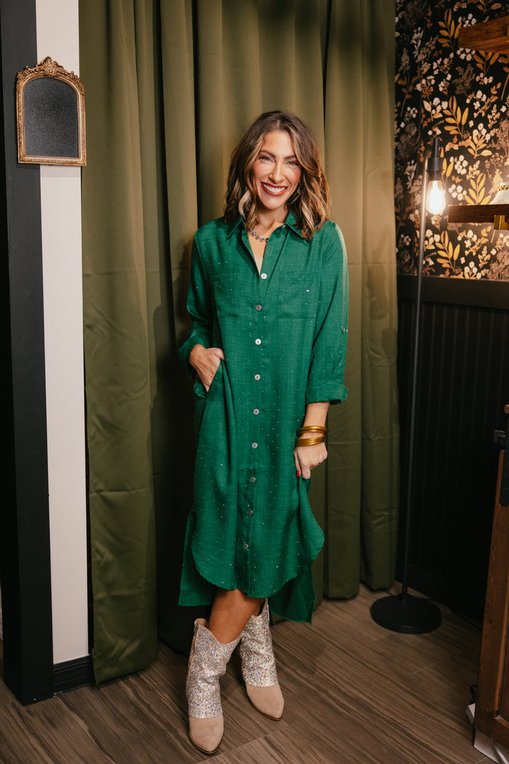 Meet Me At Midnight Dress In Dark Green - Reg & Curvy