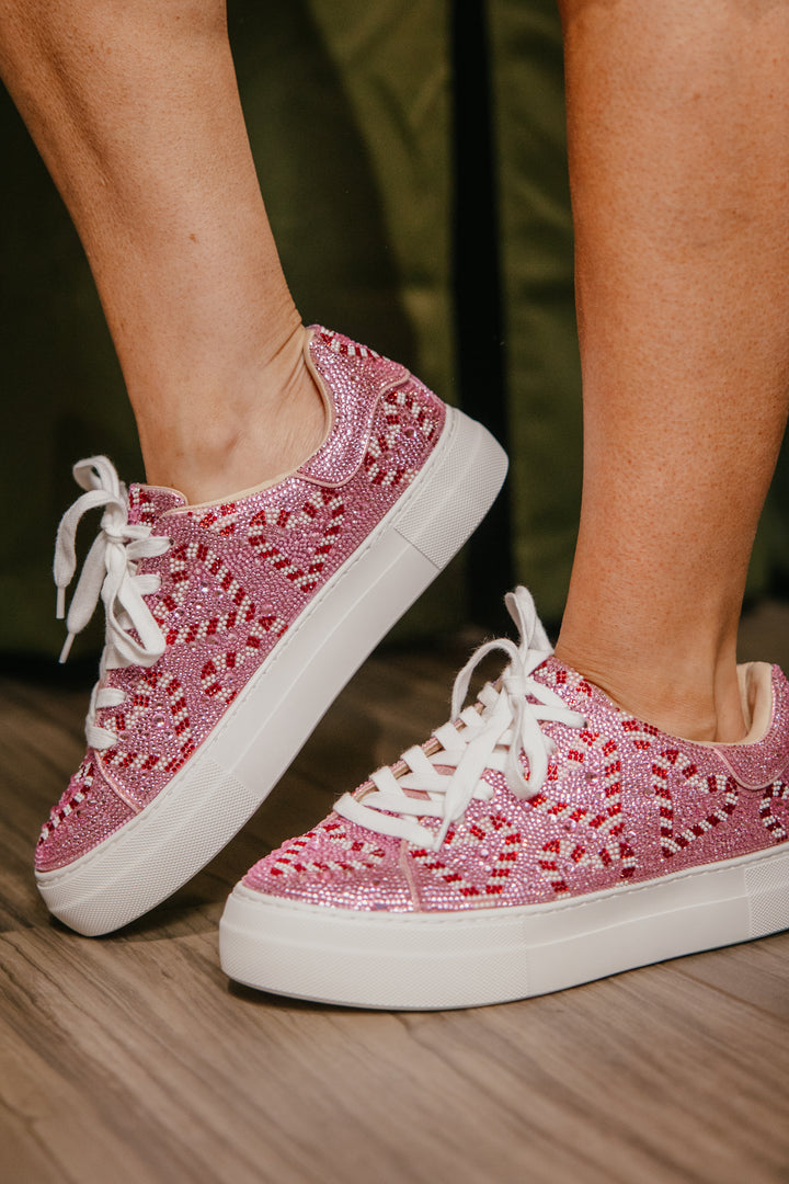 Betsey Johnson Pink Candy Canes Sidny Sneakers