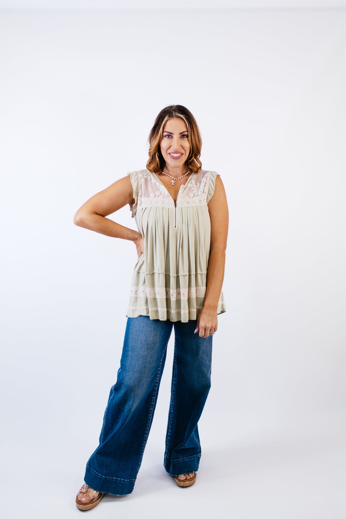 Late Checkout Top in Pistachio- FINAL SALE