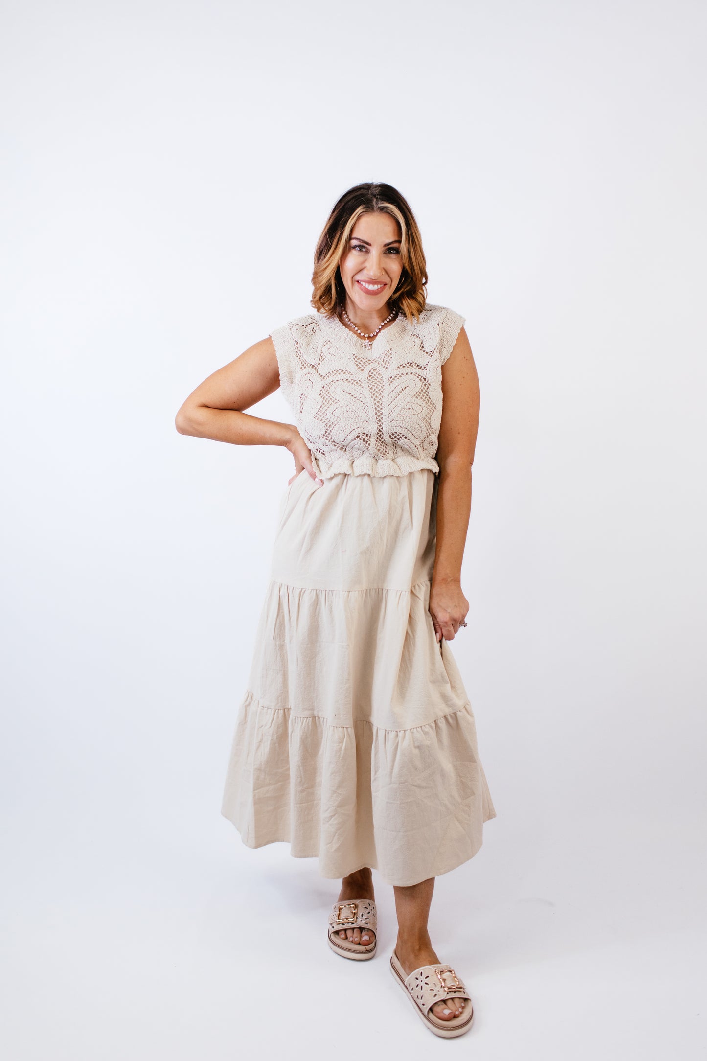 Cream Spun Maxi Dress - Reg/Curvy