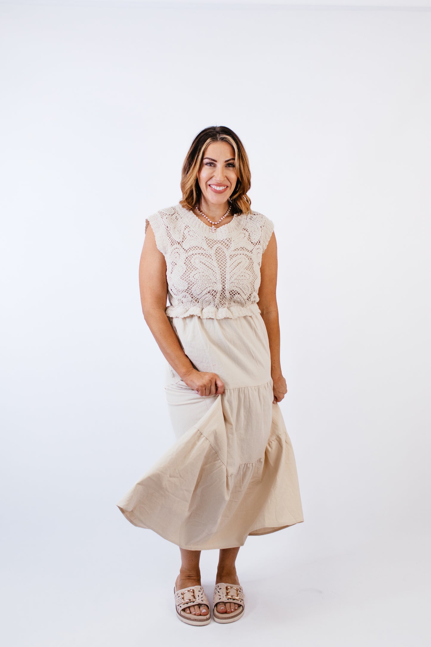 Cream Spun Maxi Dress - Reg/Curvy