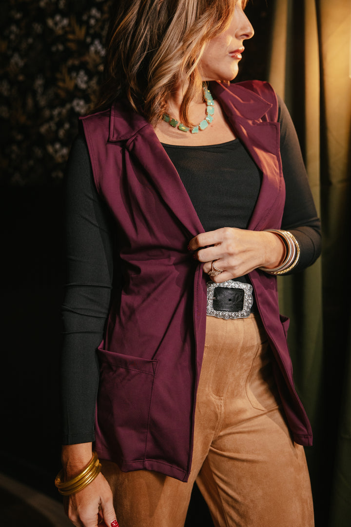 Get The Job Done Vest In Plum - Reg & Curvy