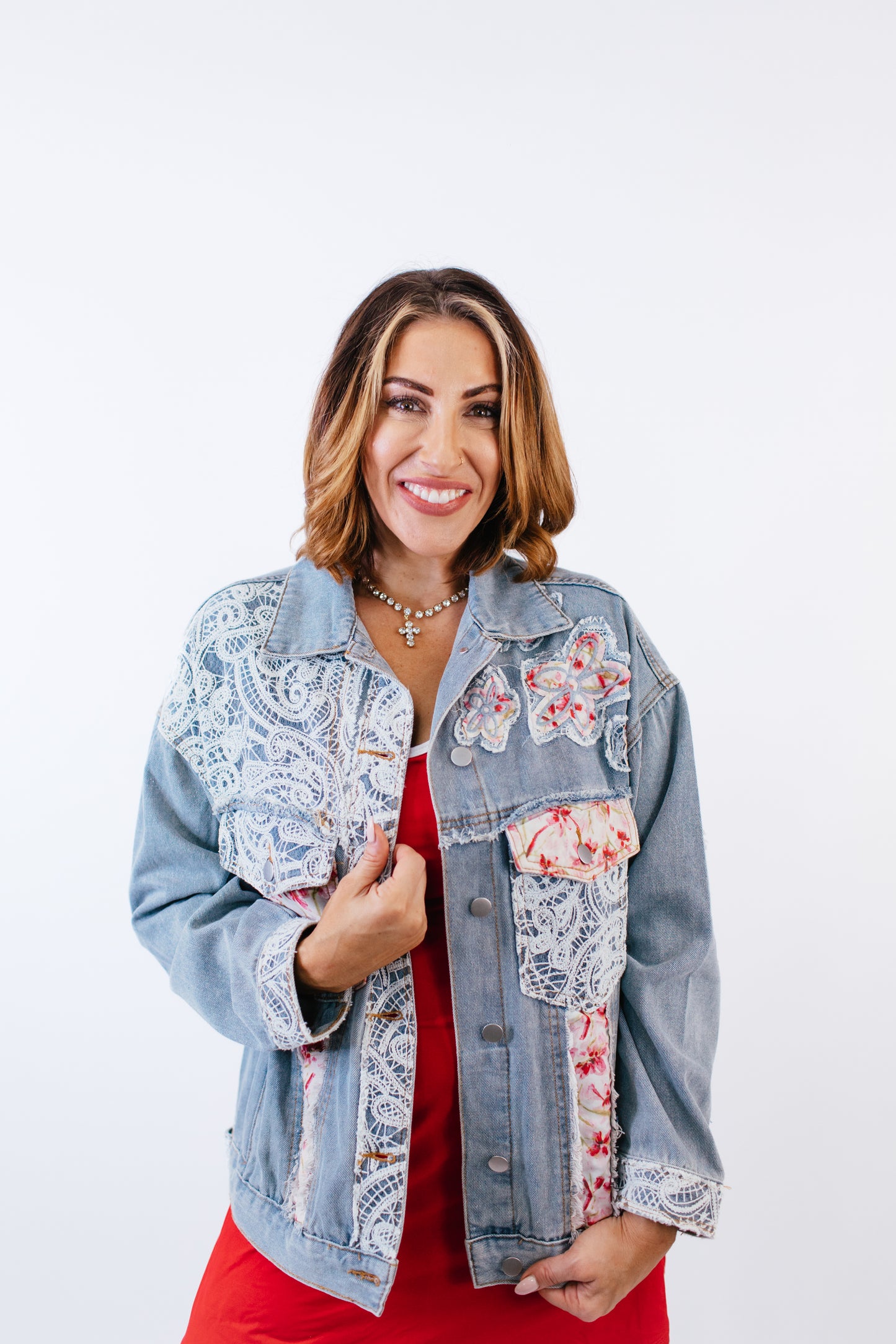 Lace and Denim Harmony Jacket