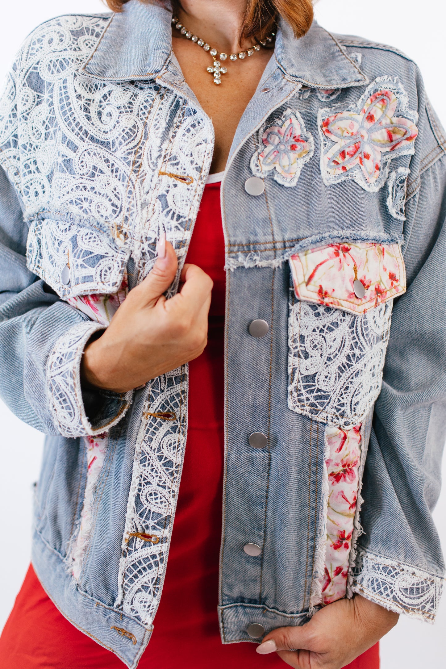 Lace and Denim Harmony Jacket