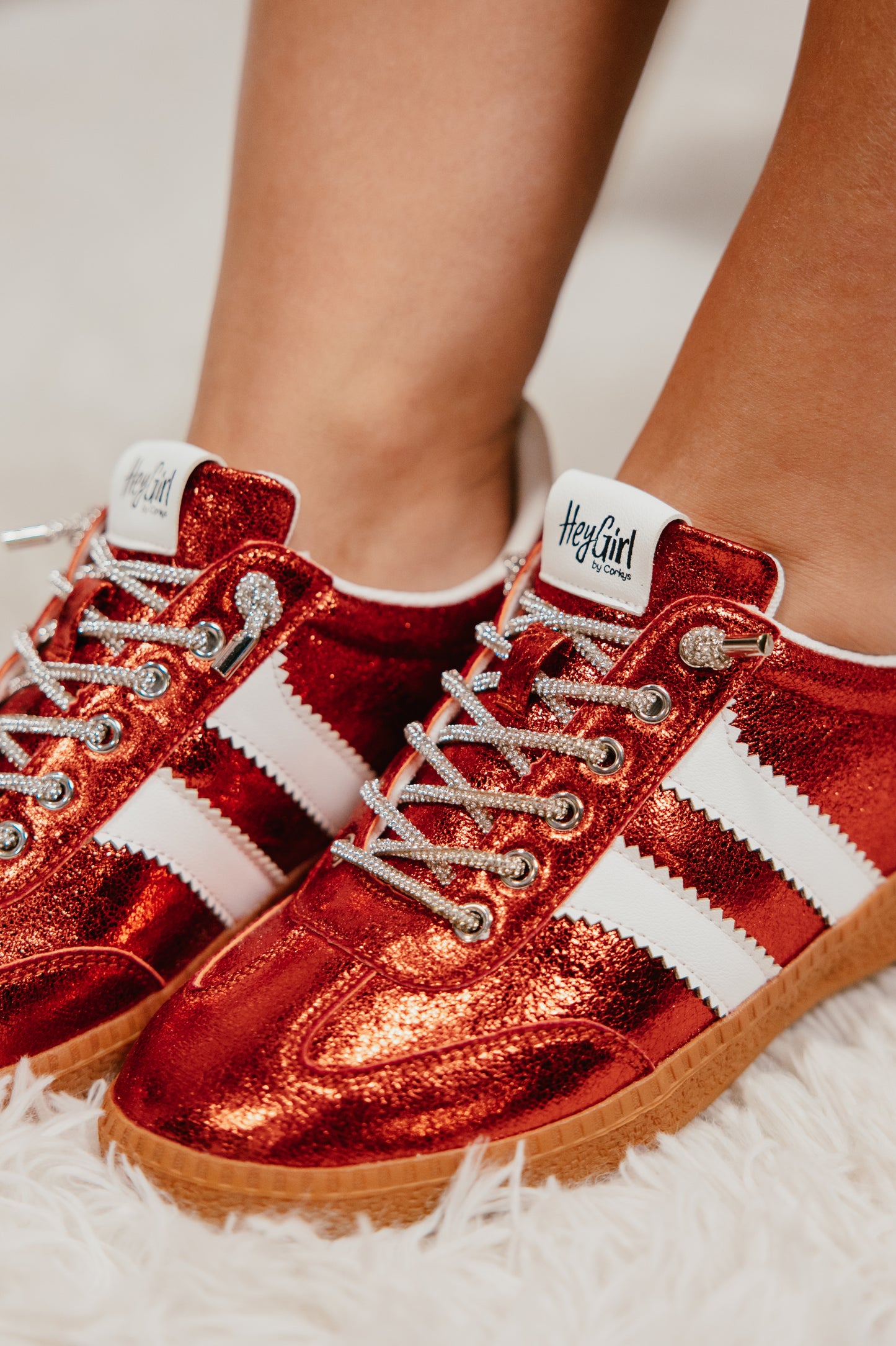 Corky's Red Metallic Heads Up Sneakers
