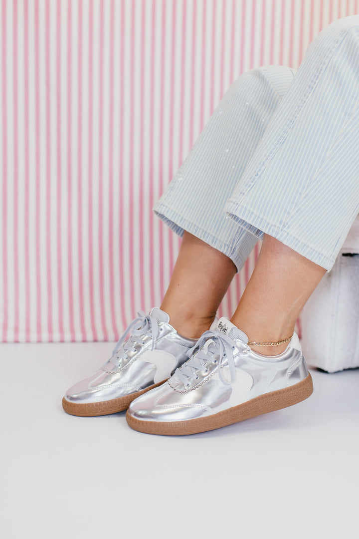 Corky's Silver Mirror Metallic Spoiler Alert Sneakers