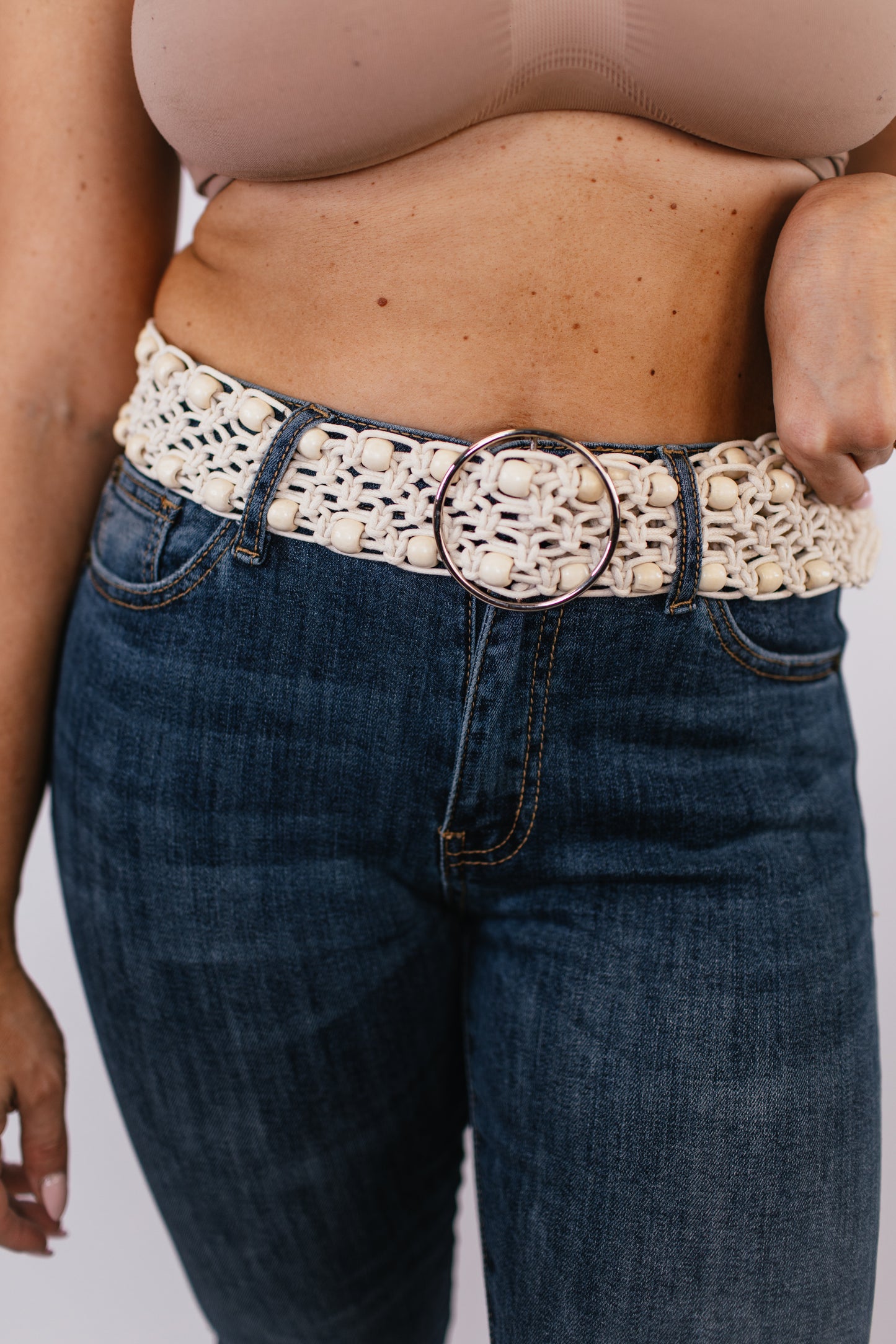 Ivory Leatherette Belt