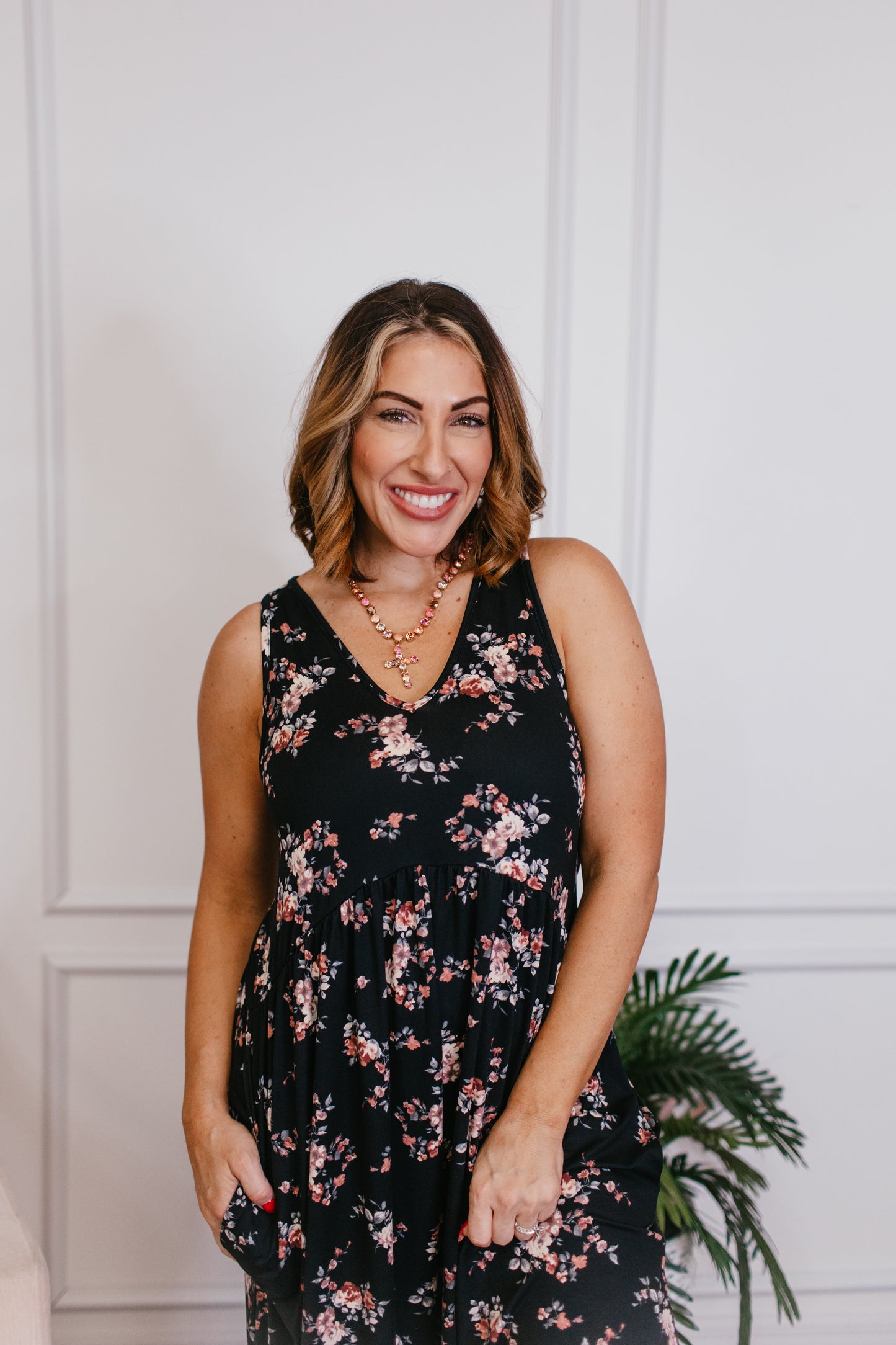 Phierce Fashions Jumpsuit in Black Floral - Reg/Curvy FINAL SALE