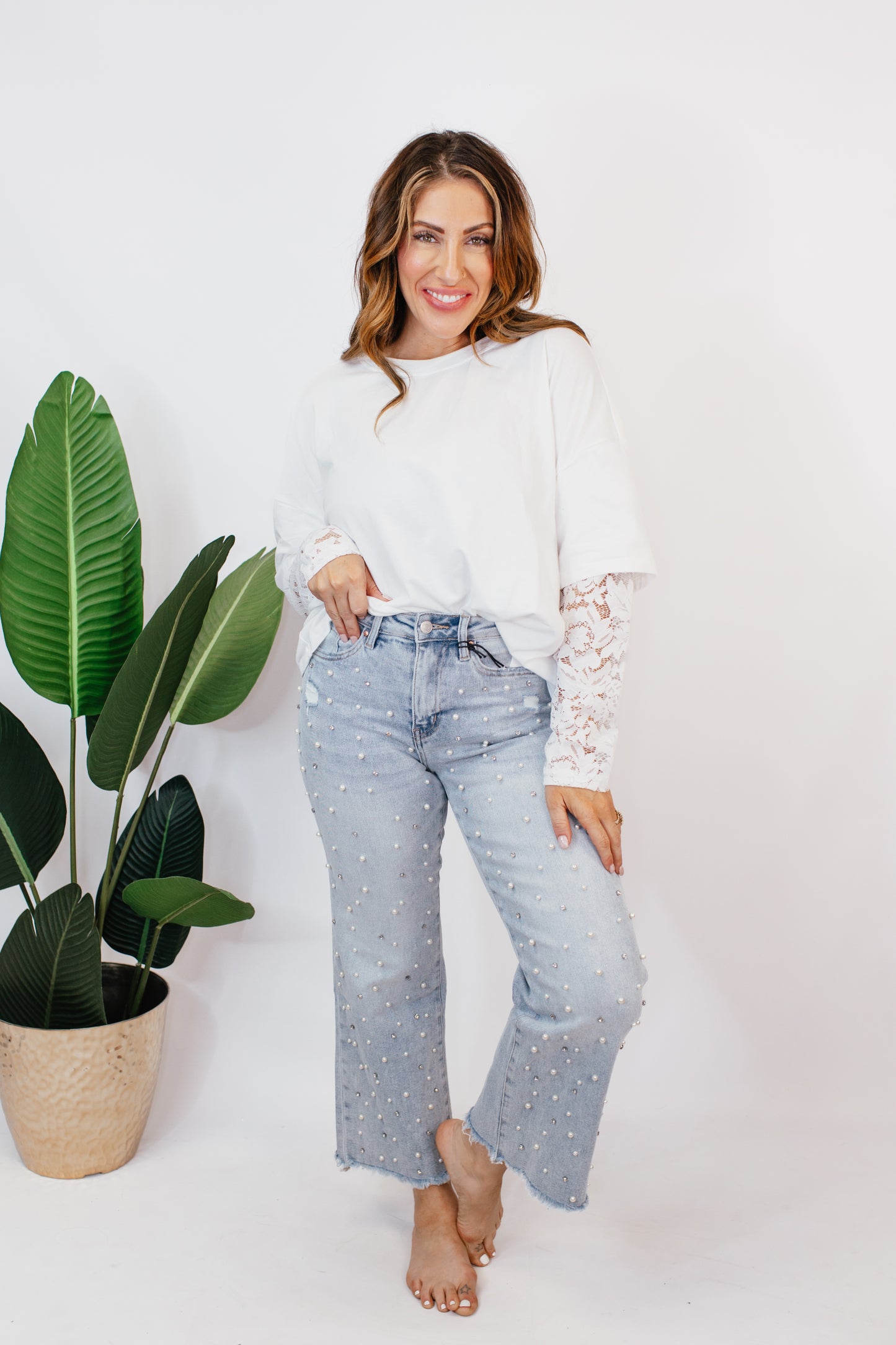 Mica Pearl Crush Cropped Jeans