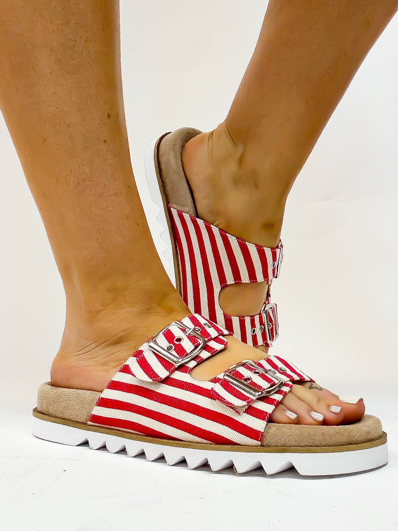 Corky's Red Natural Stripe Dash Sandals FINAL SALE
