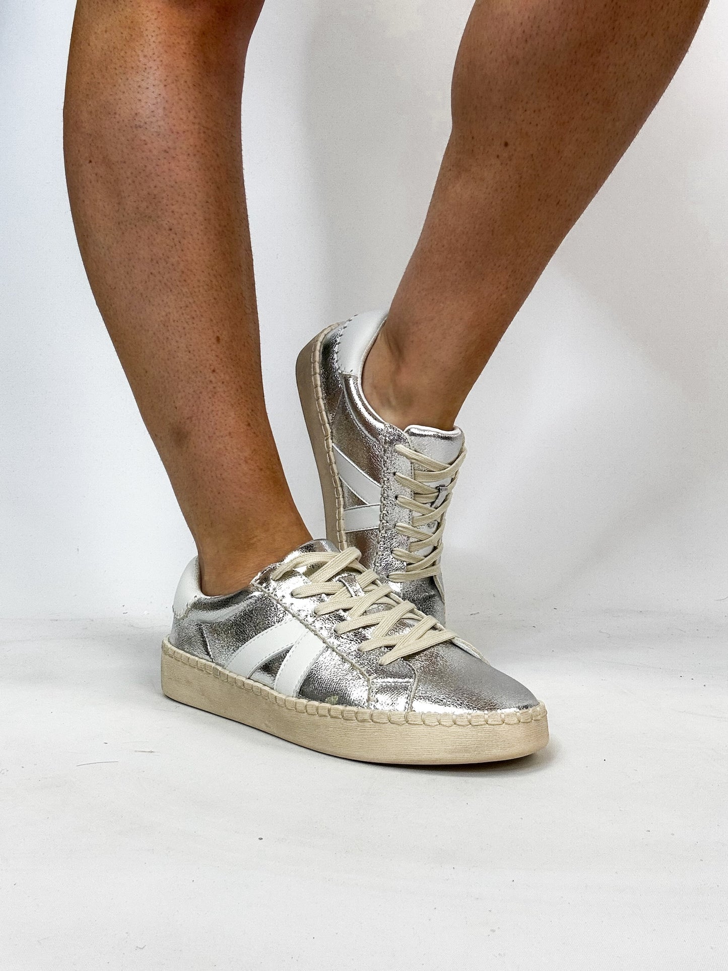 Corky's Silver Crinkle Metallic Friend Zone Sneakers
