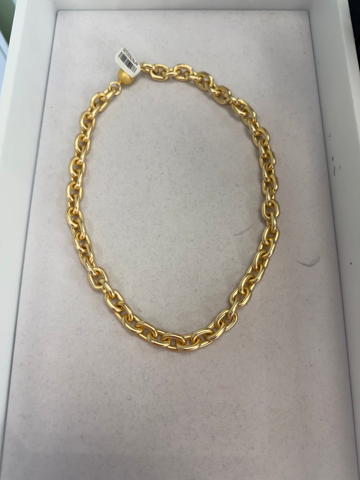 AF Designs City Lights chunky matte gold oval cable chain-link statement necklace in jewelry box