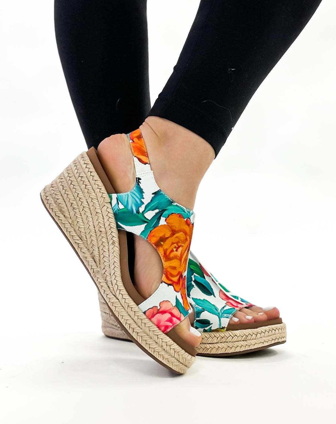Corky's White Multi Floral Jute Carley Sandals FINAL SALE