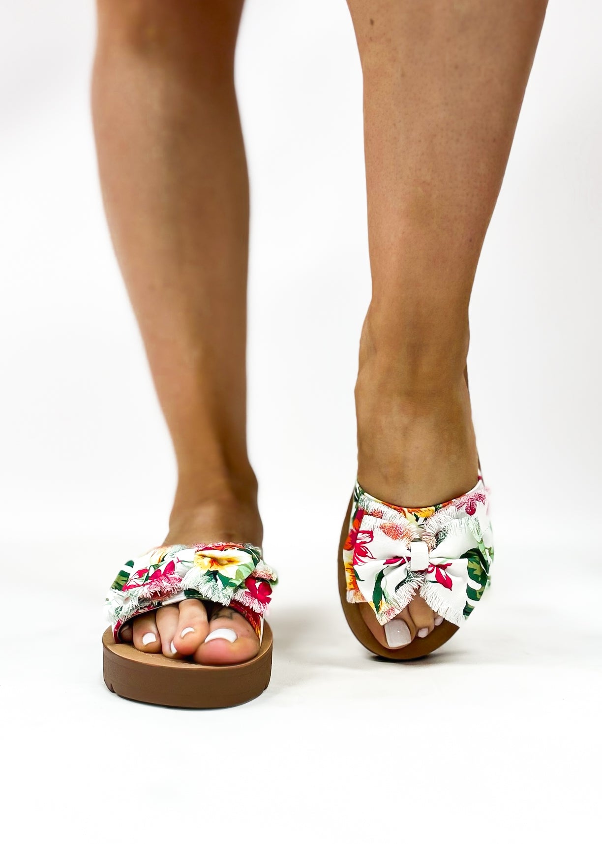 Corky's White Floral Spray Tan Sandals FINAL SALE