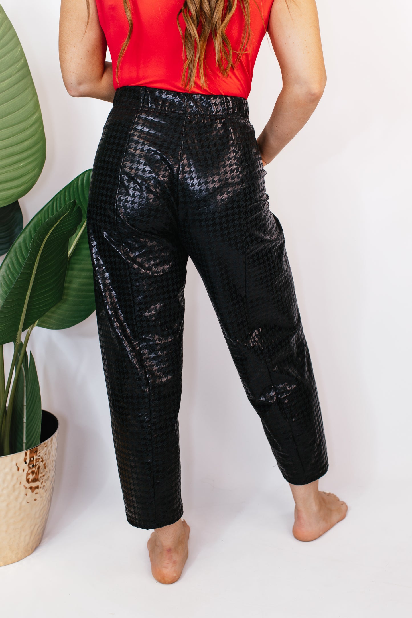 Barrel Pants in Black Houndstooth - Reg/Curvy