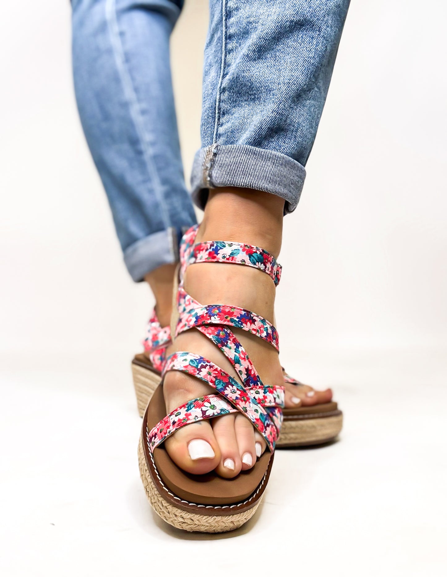 Corky's Red Mini Floral All Nighter Wedges FINAL SALE