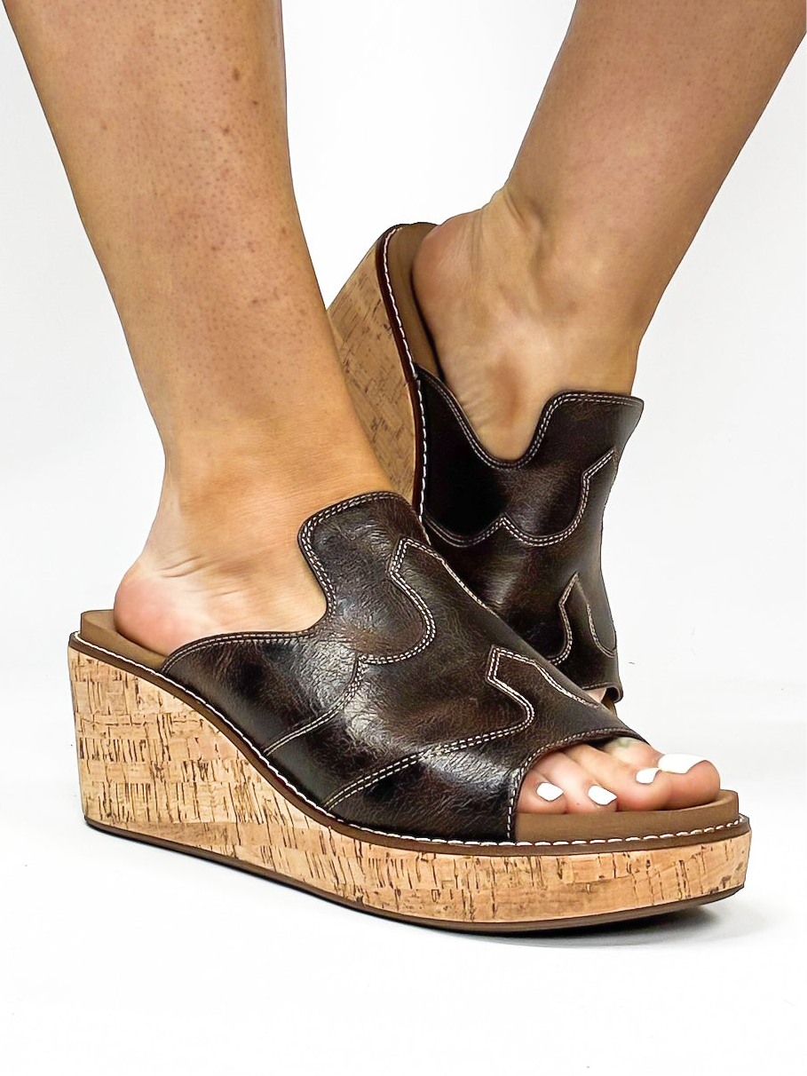 Corky's Espresso Crinkle Neon Moon Sandals