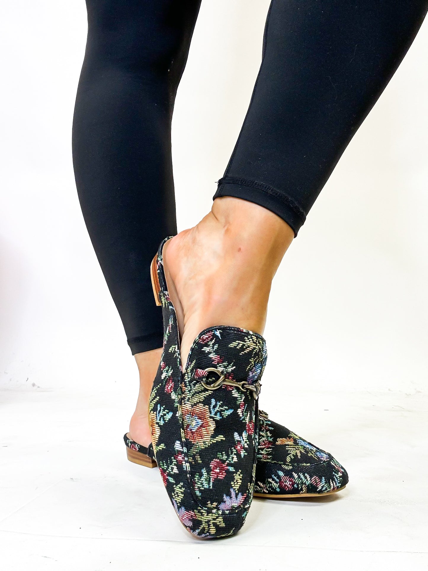 Corky's Black Brocade Floral Charmer Mules - FINAL SALE