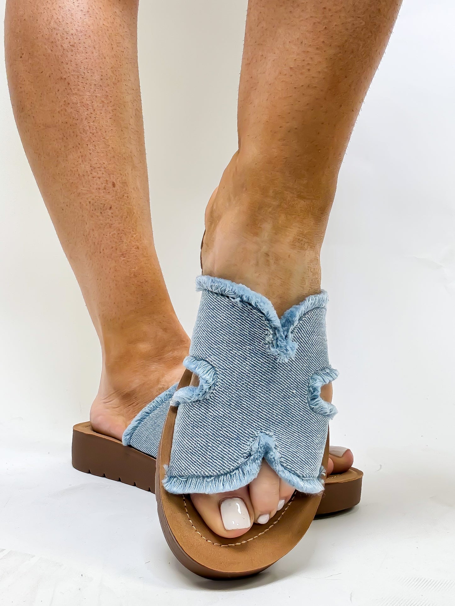 Corky's Light Blue Frayed Hold Please Sandals