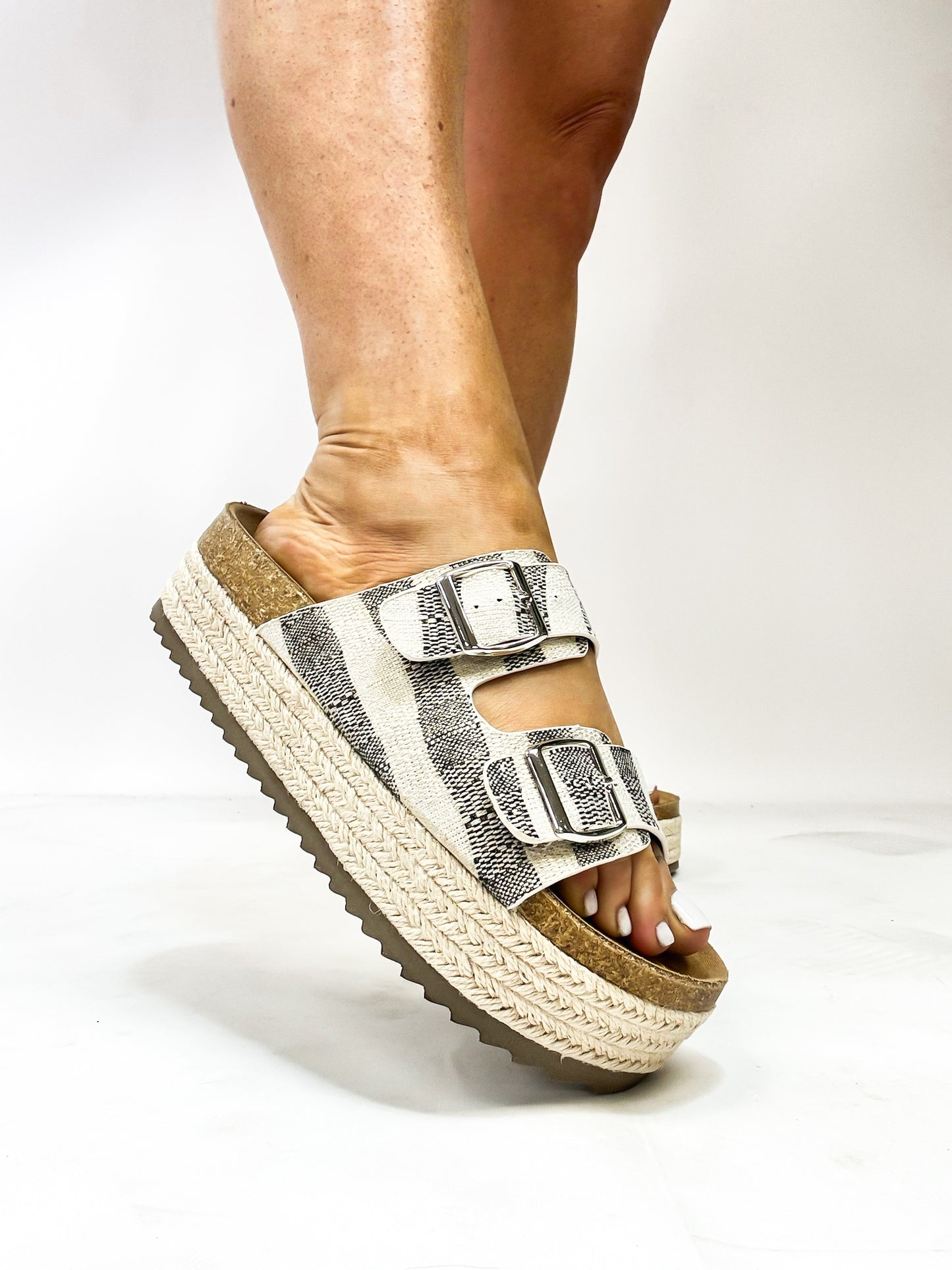 Corky's Black Natural Stripe No Filter Sandals