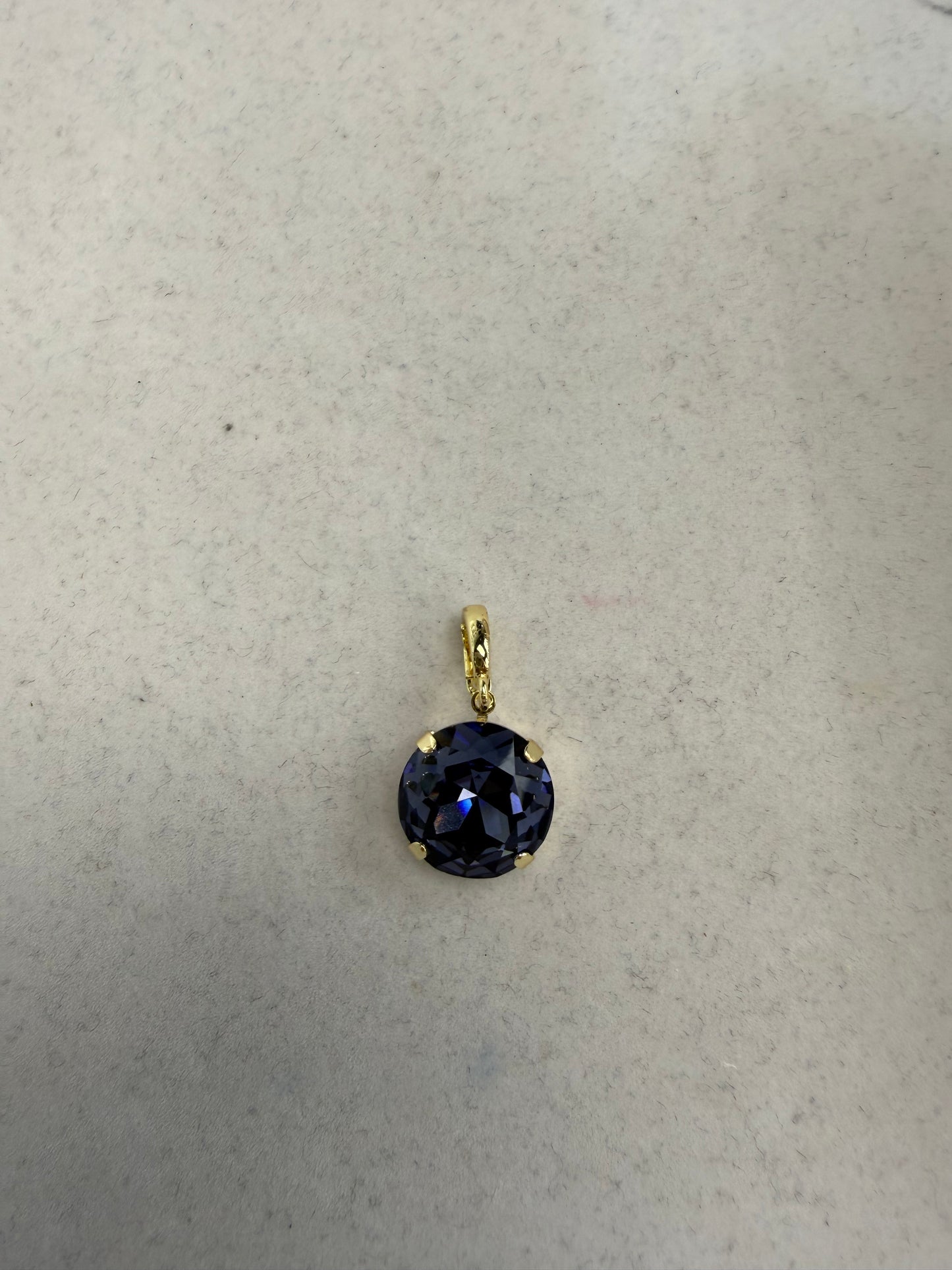 AF Designs 12mm round twilight blue-purple crystal pendant charm with gold prong setting and bail