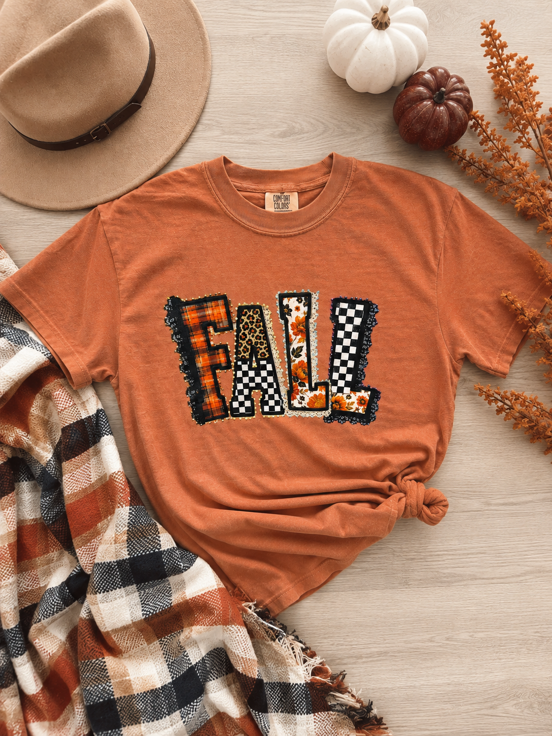 Fall Patchwork Graphic Tee - FINAL SALE