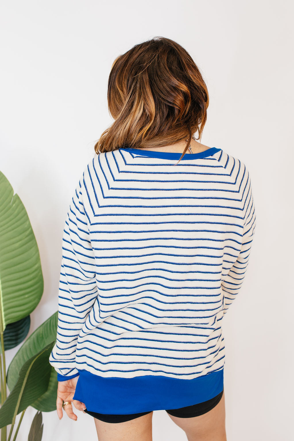 Cozy Trends Pullover In Stripe Royal - Reg & Curvy