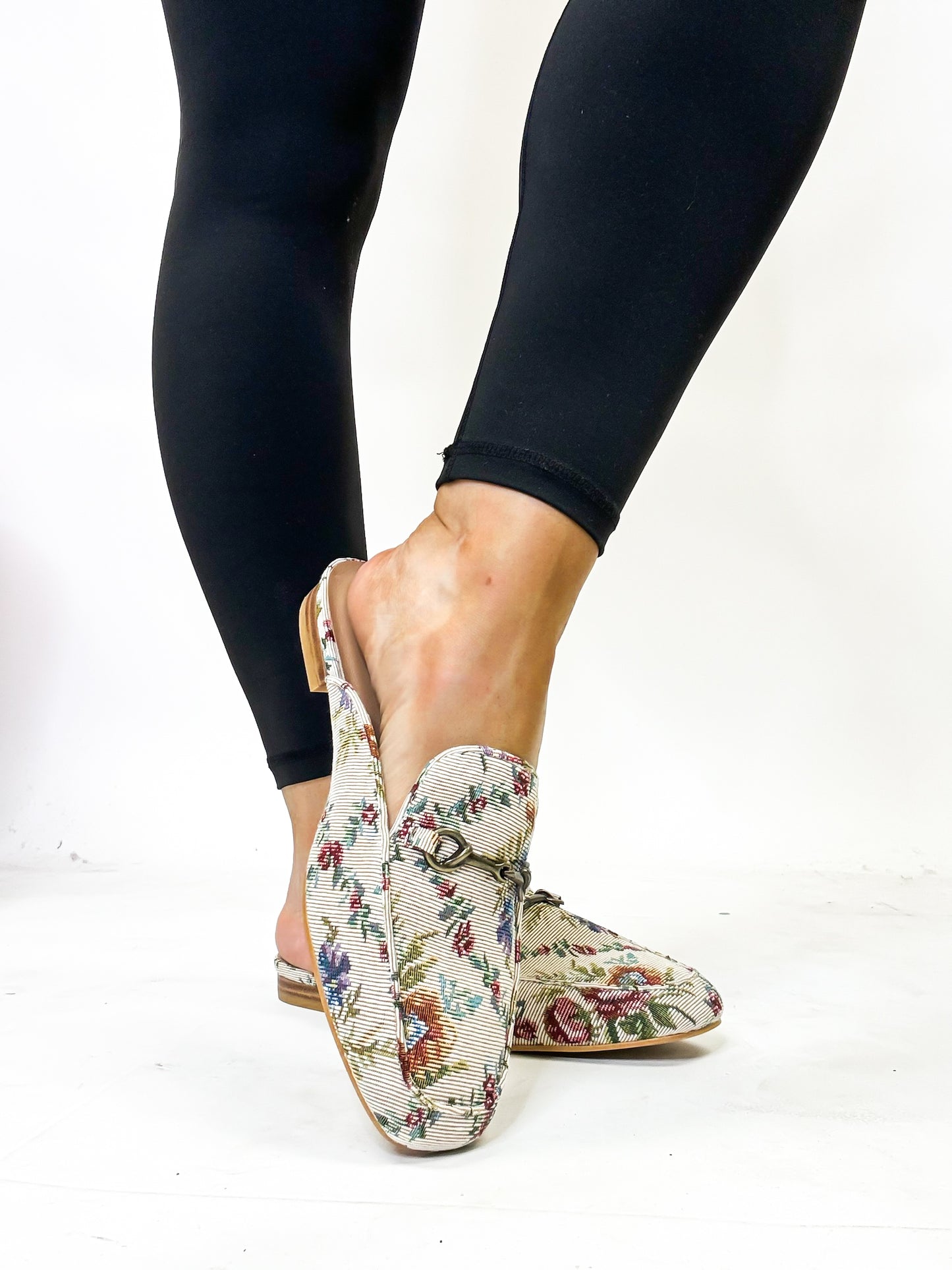 Corky's Sand Brocade Floral Charmer Mules FINAL SALE