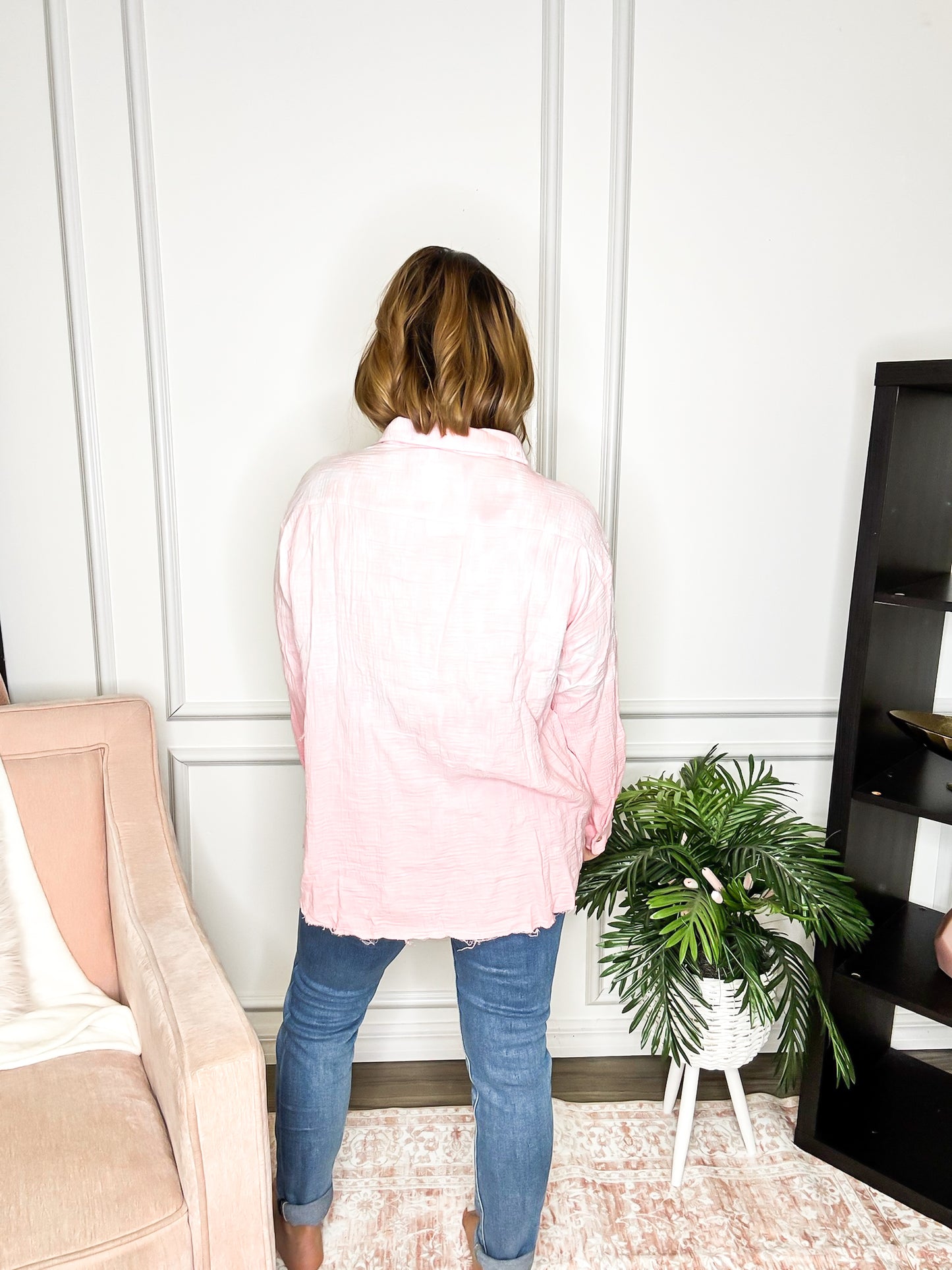 Pink Horizon Button Down Top - Reg/Curvy - FINAL SALE