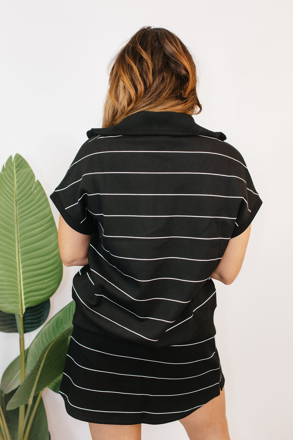 Weekend Stripe Quarter Zip Top