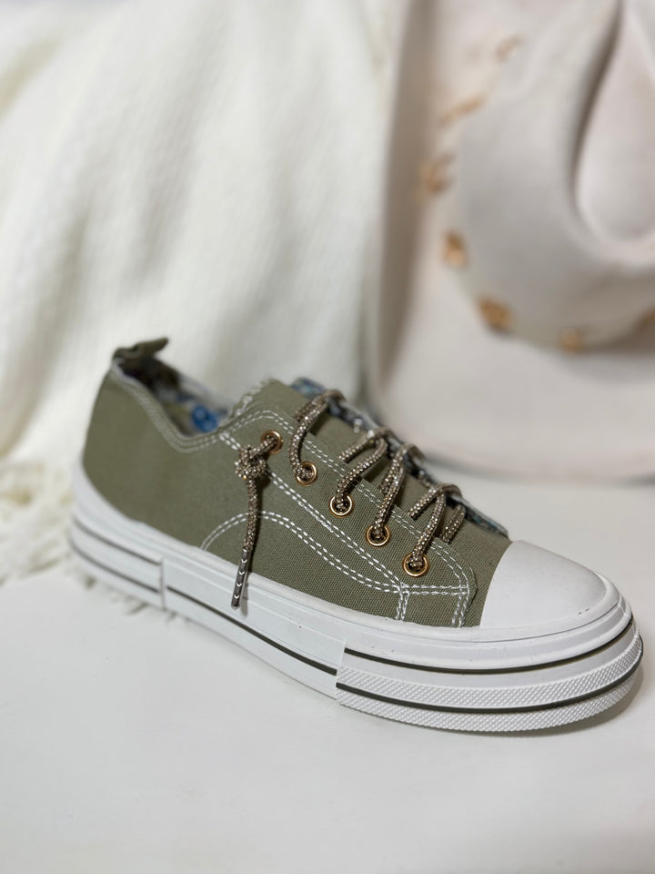 Very G Khaki Aman Gold Sneakers