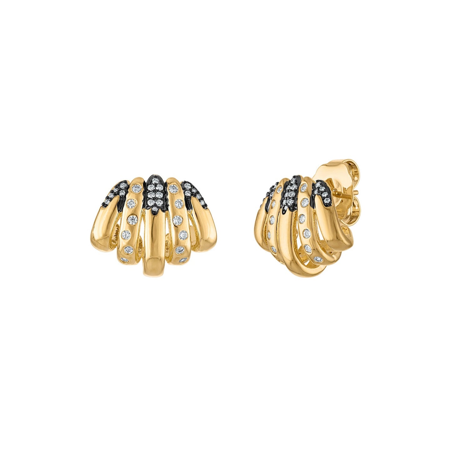 5 Rows Scattered Pave Earring in Black Rhodium