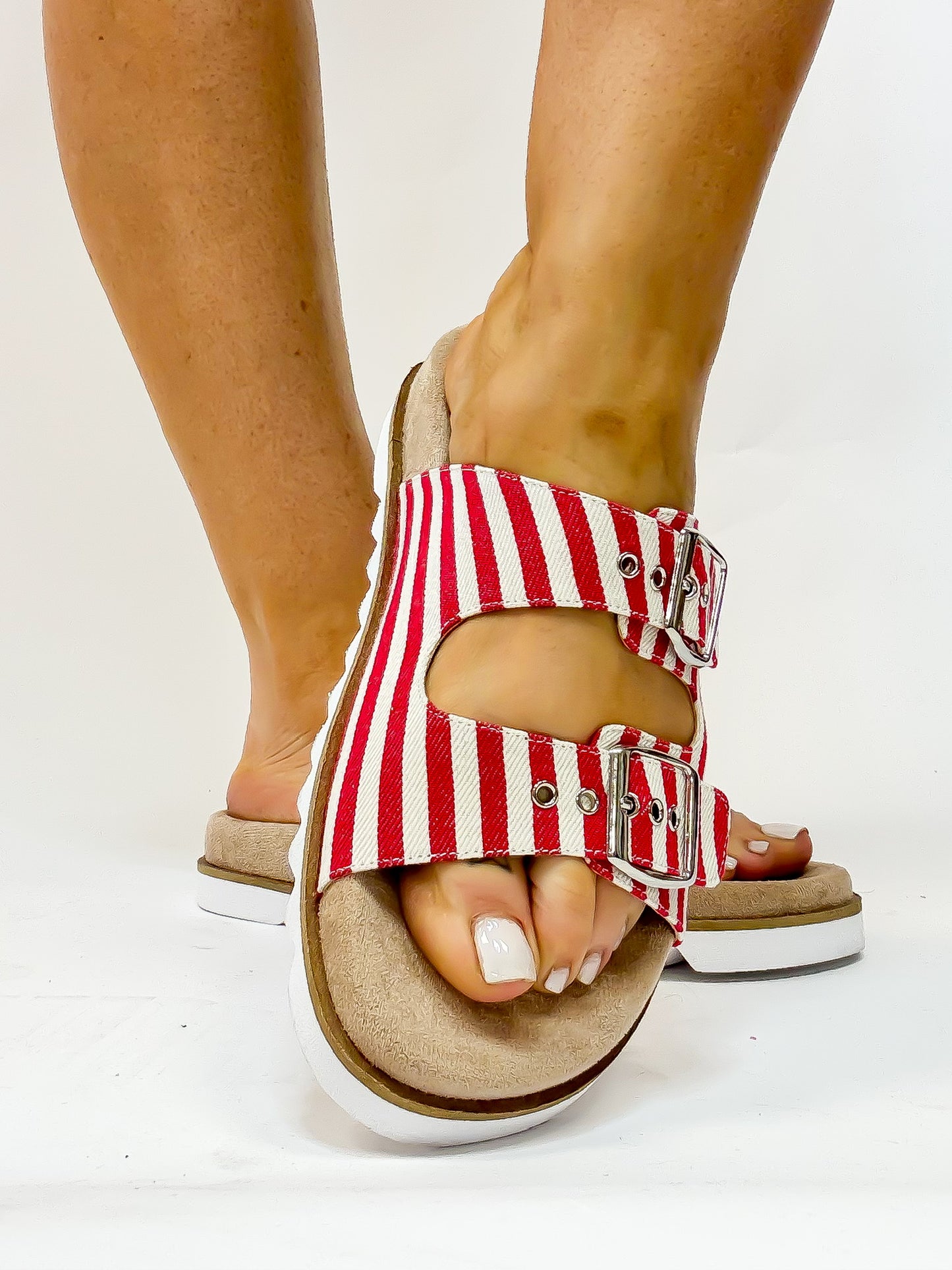 Corky's Red Natural Stripe Dash Sandals FINAL SALE