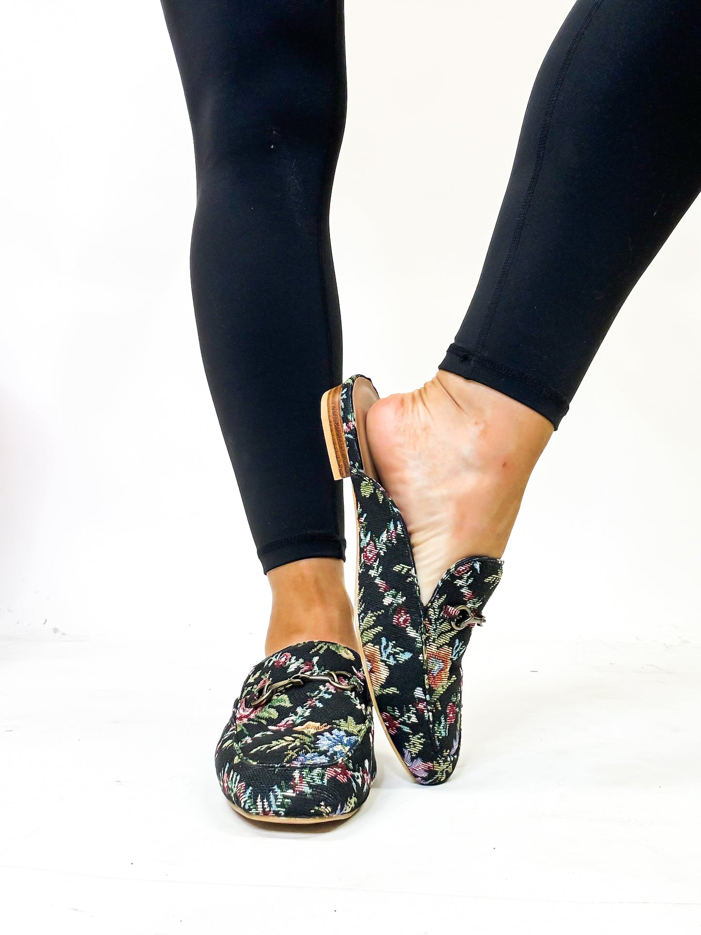 Corky's Black Brocade Floral Charmer Mules - FINAL SALE
