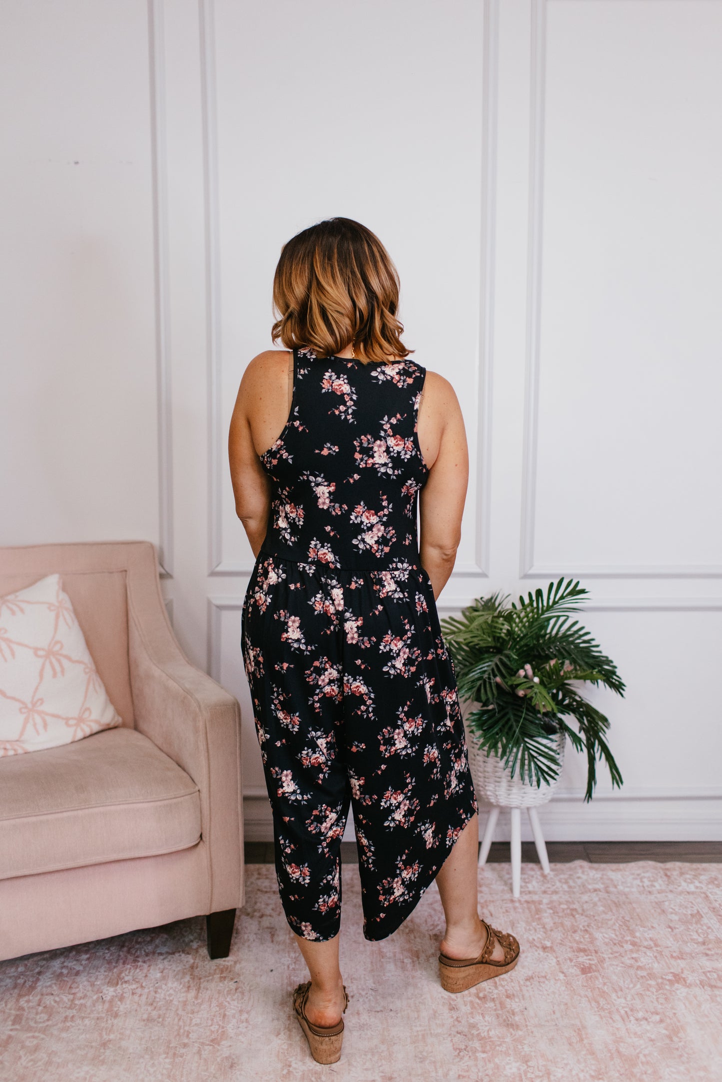 Phierce Fashions Jumpsuit in Black Floral - Reg/Curvy FINAL SALE