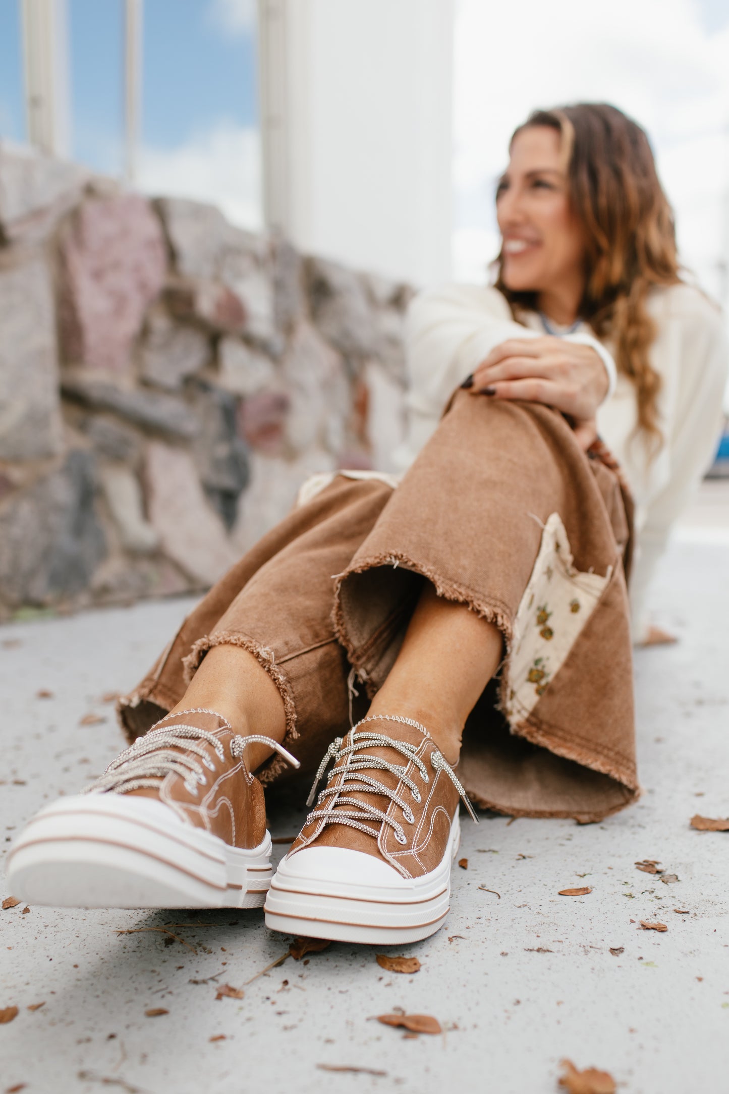 Very G Tan Madeline Tooled Sneakers