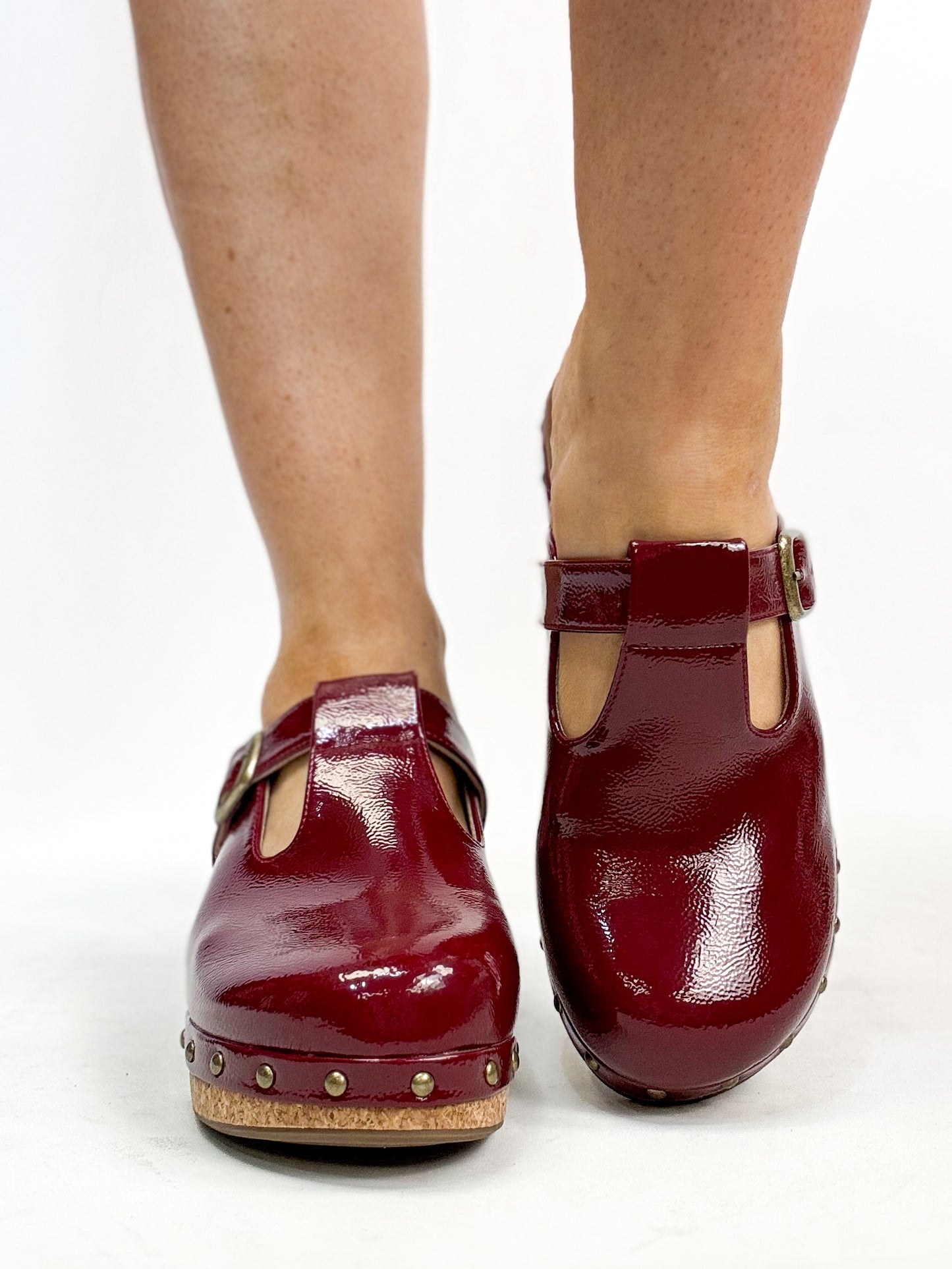 Corky's Dark Red Crinkle Patent In The Moment Wedges