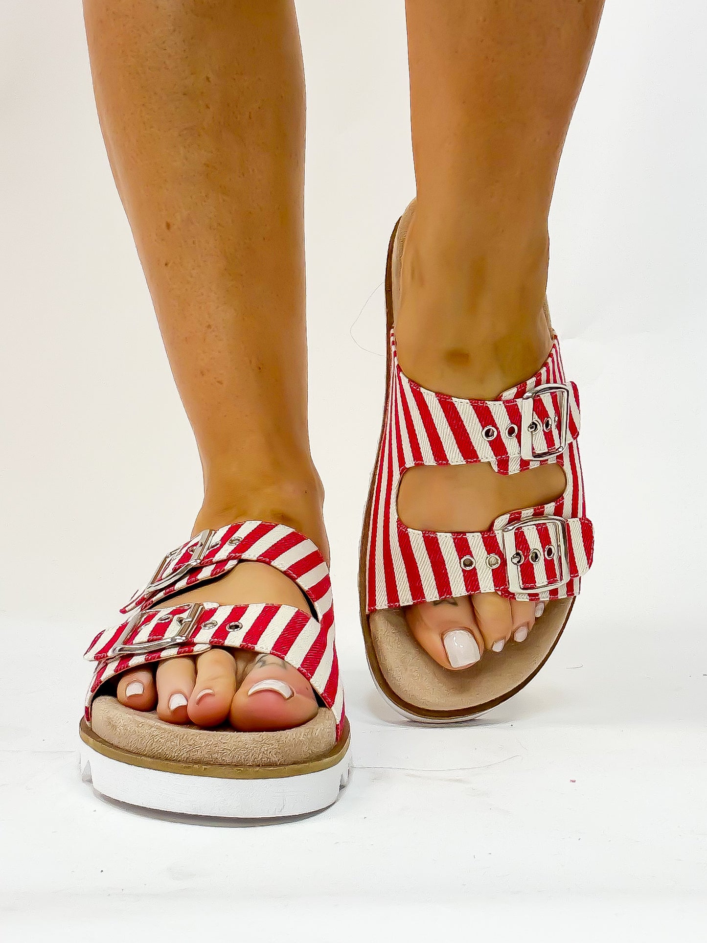 Corky's Red Natural Stripe Dash Sandals FINAL SALE