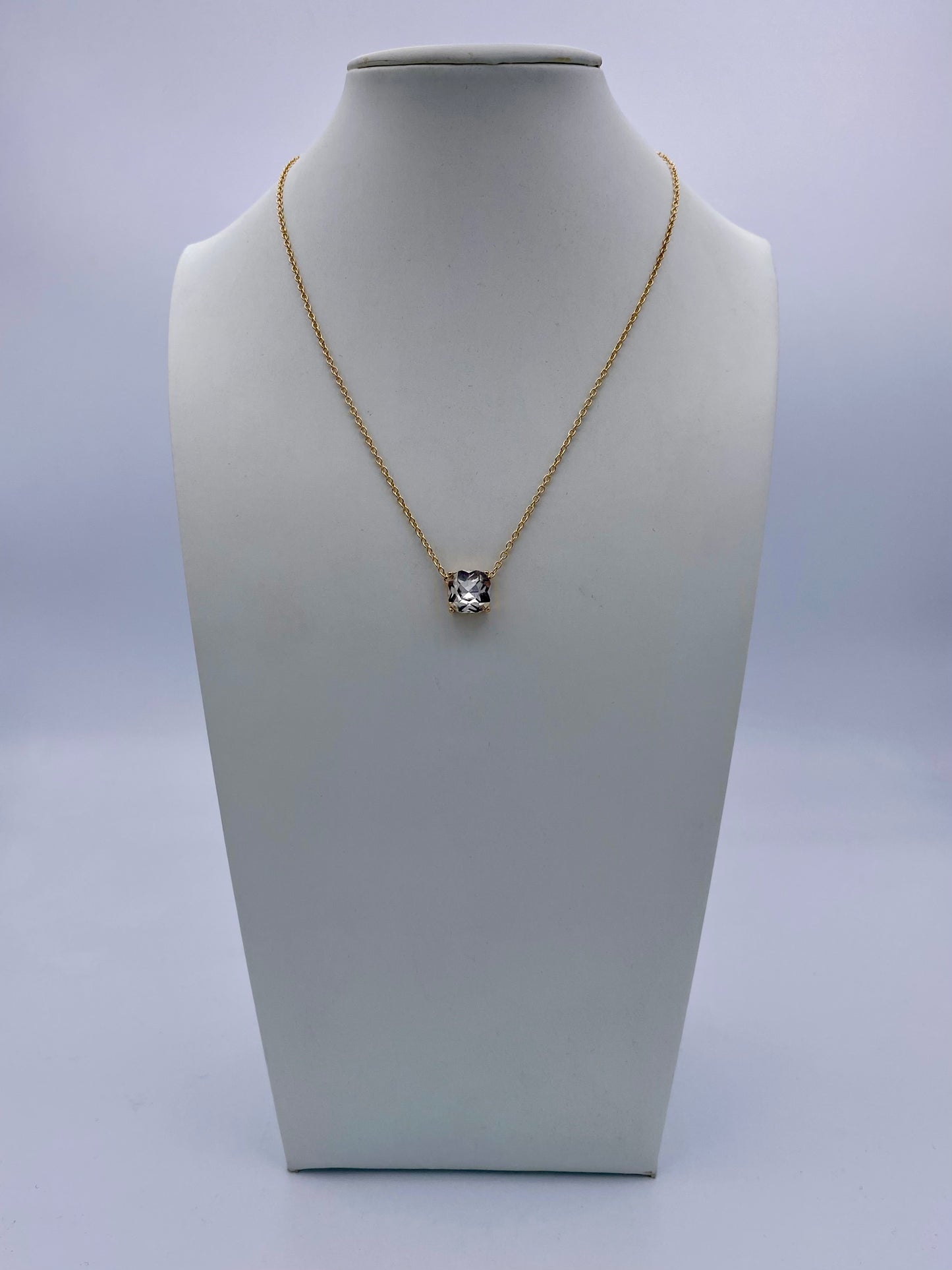 10mm Crystal Cushion Necklace in Clear