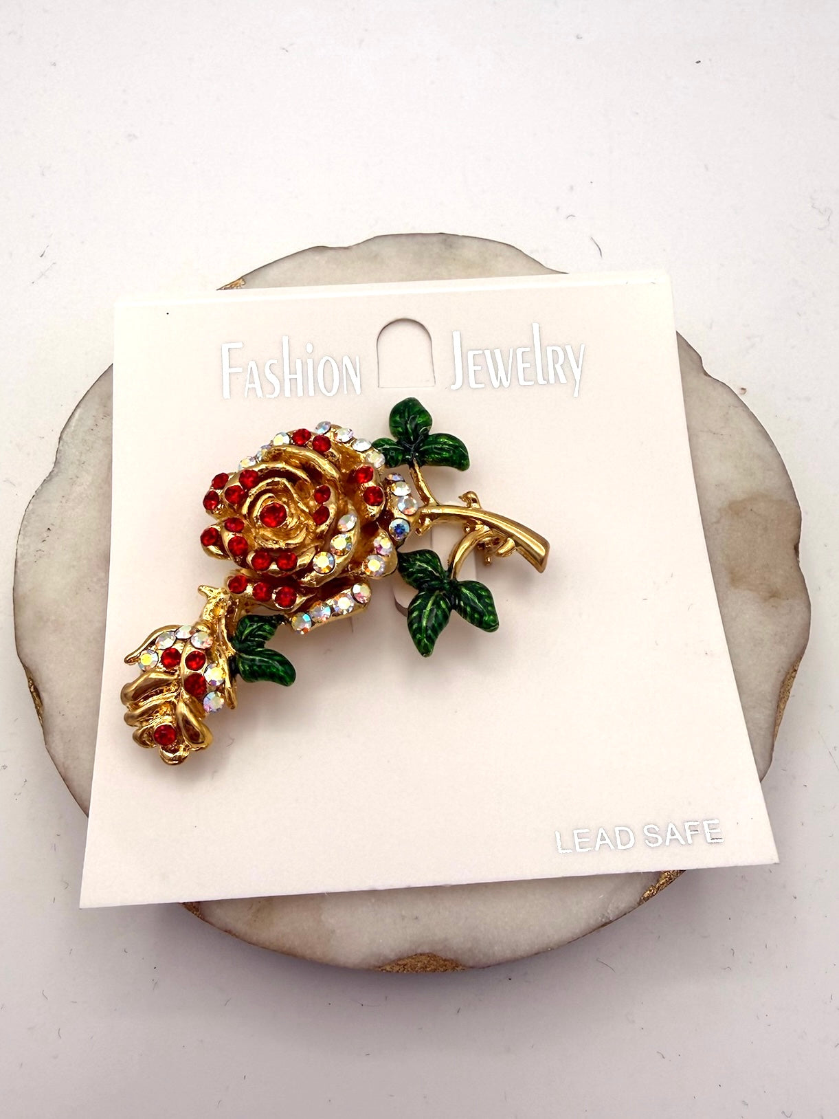 Rose Brooch in Red/White