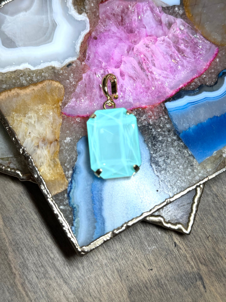 Rectangular Charm in Soft Aqua