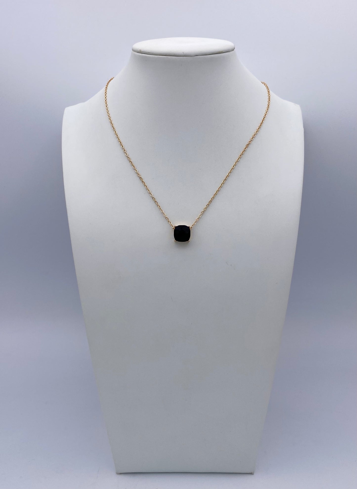 10mm Crystal Cushion Necklace in Black