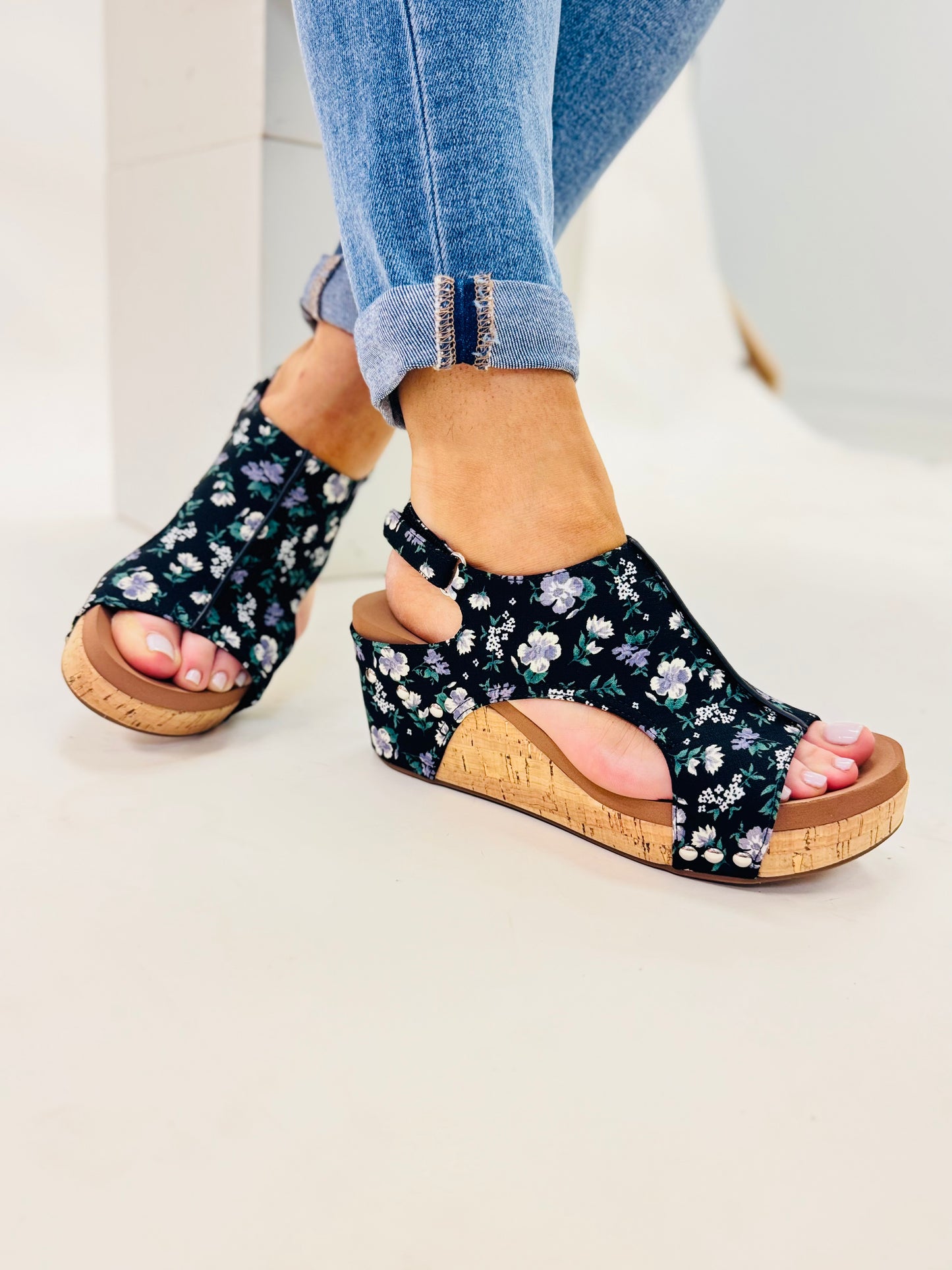 Corky's Black Floral Carley Sandals - FINAL SALE