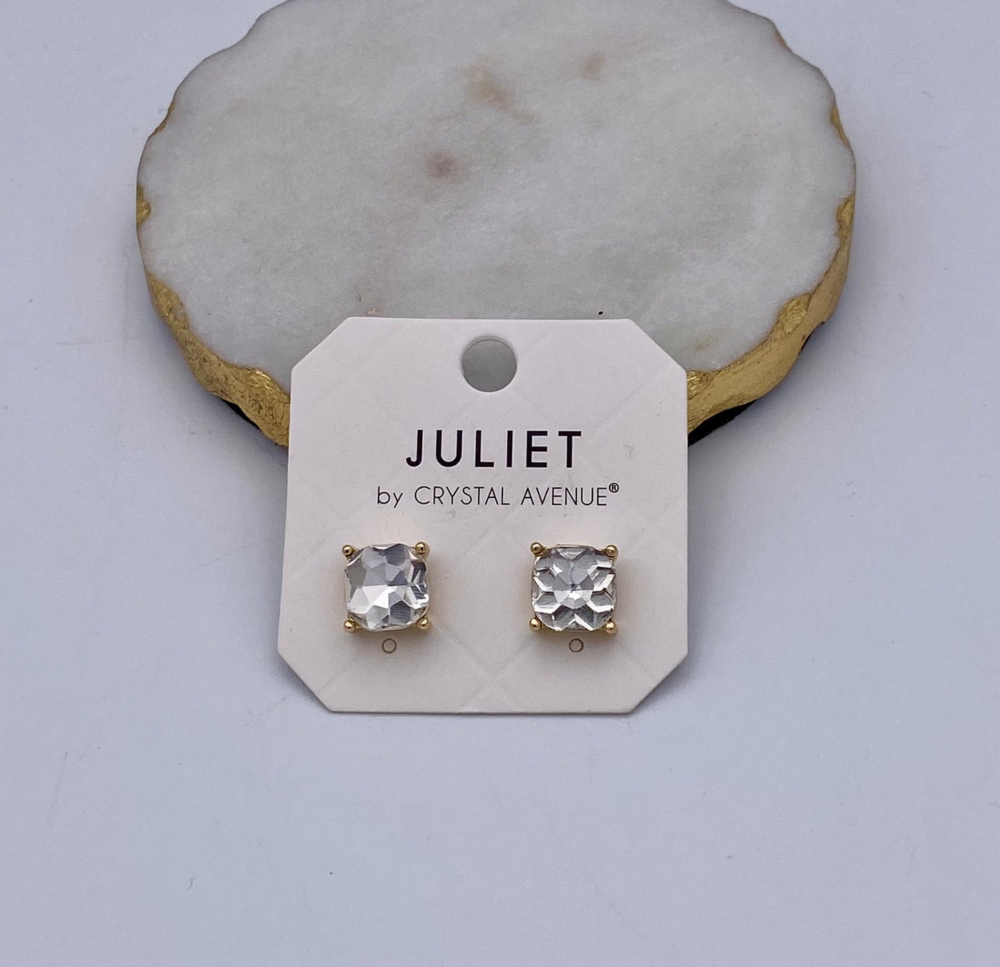 10mm Crystal Cushion Post Earrings in Clear