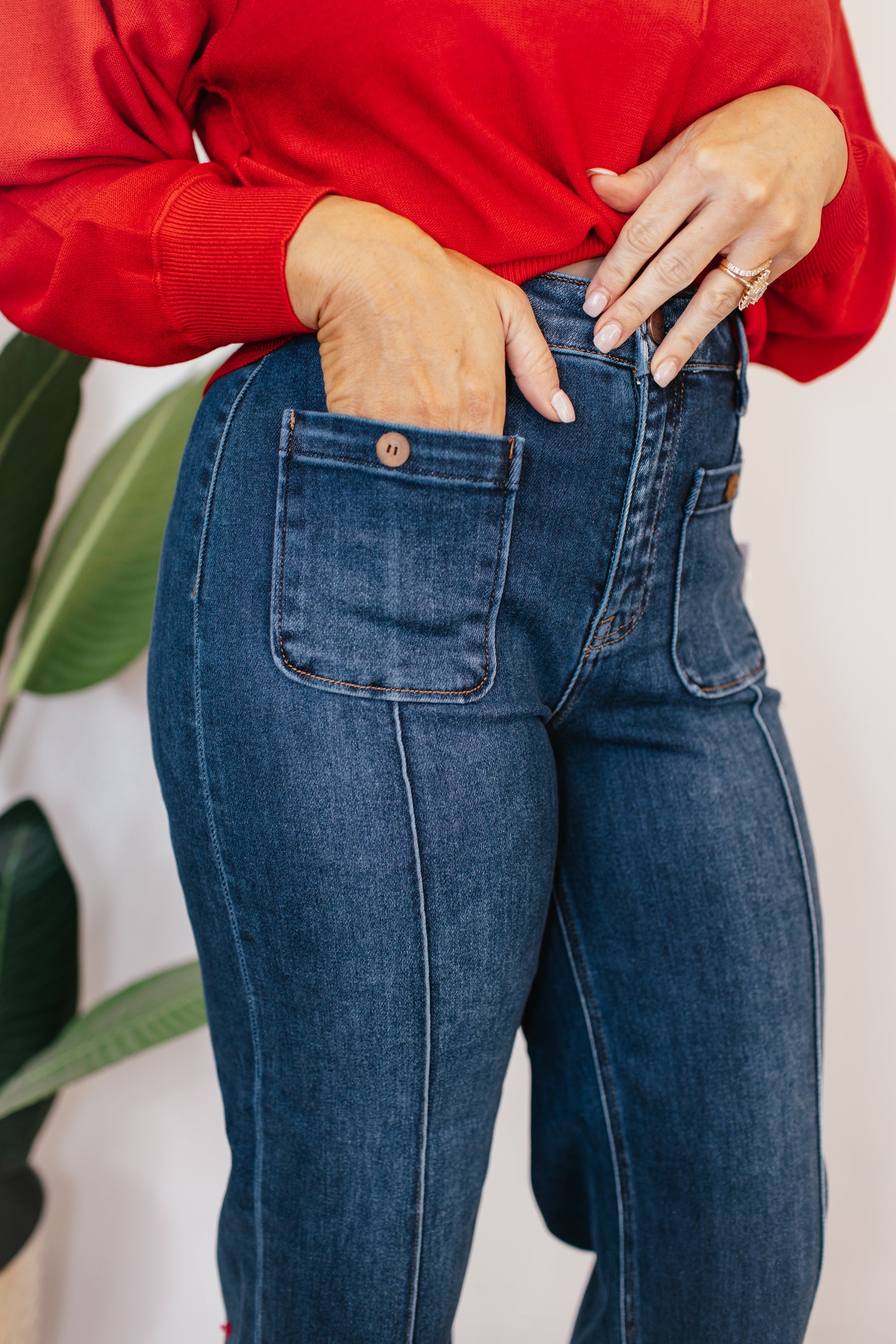 Risen Retro Stitch Crop Jeans - Reg & Curvy