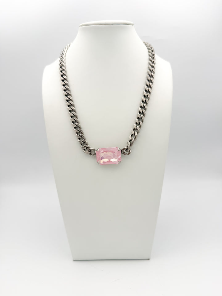Tova Darcy Necklace In Antique Silver Petal Pink